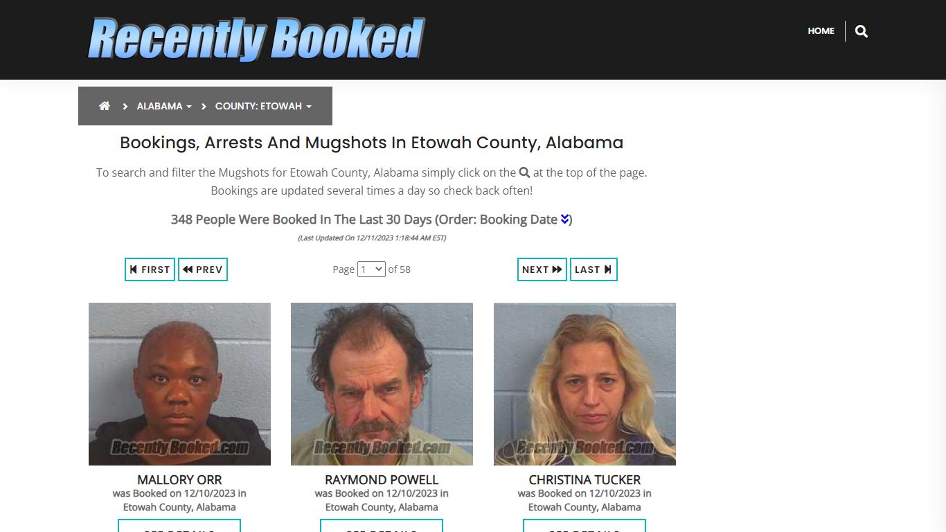 Bookings, Arrests and Mugshots in Etowah County, Alabama - Recently Booked